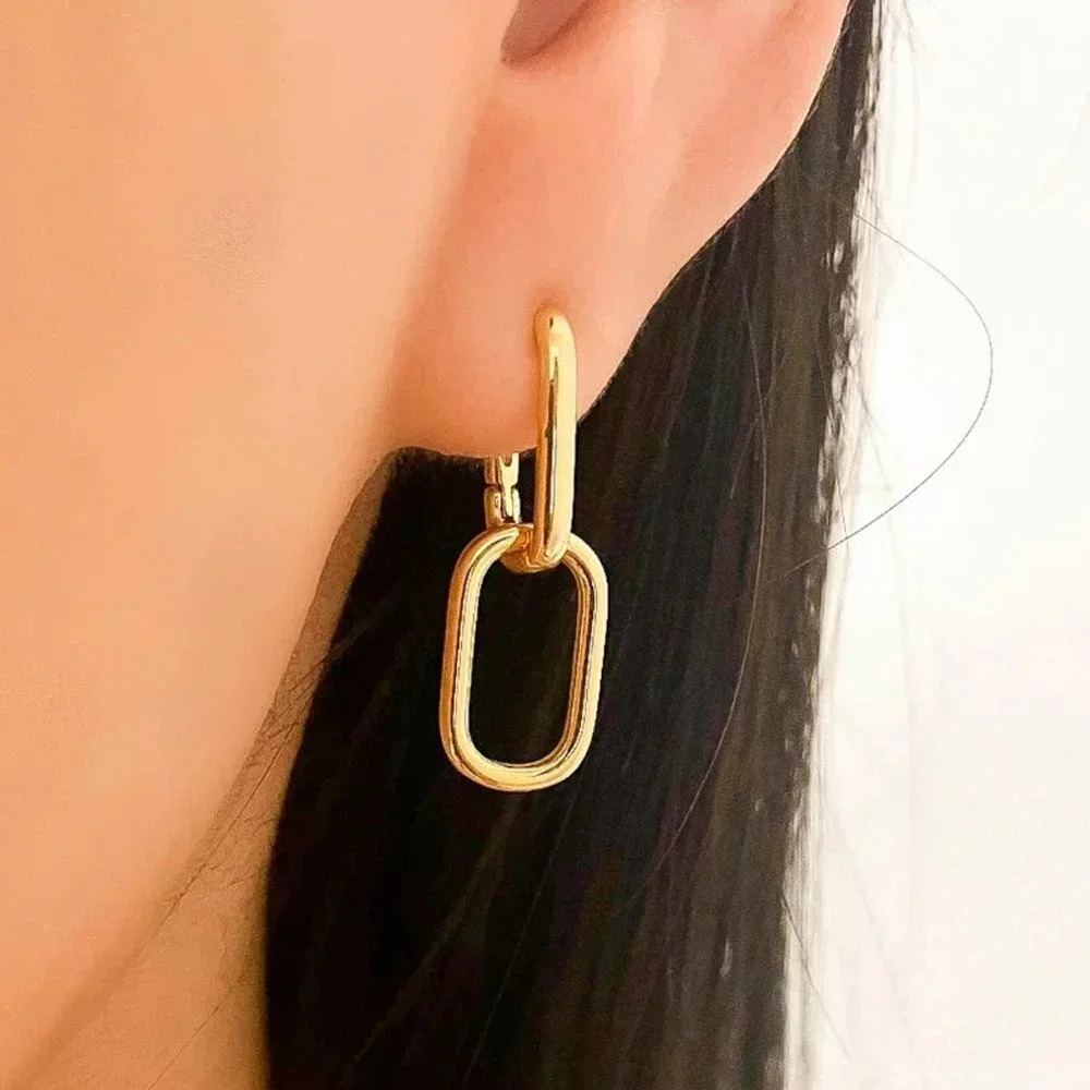 925 Sterling Silver Dangle Earrings Link Earrings Huggie Hoop Earrings